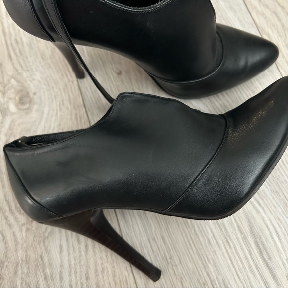 Genuine Leather Ankle Boot, Black Ankle Heels - Picture 10 of 13